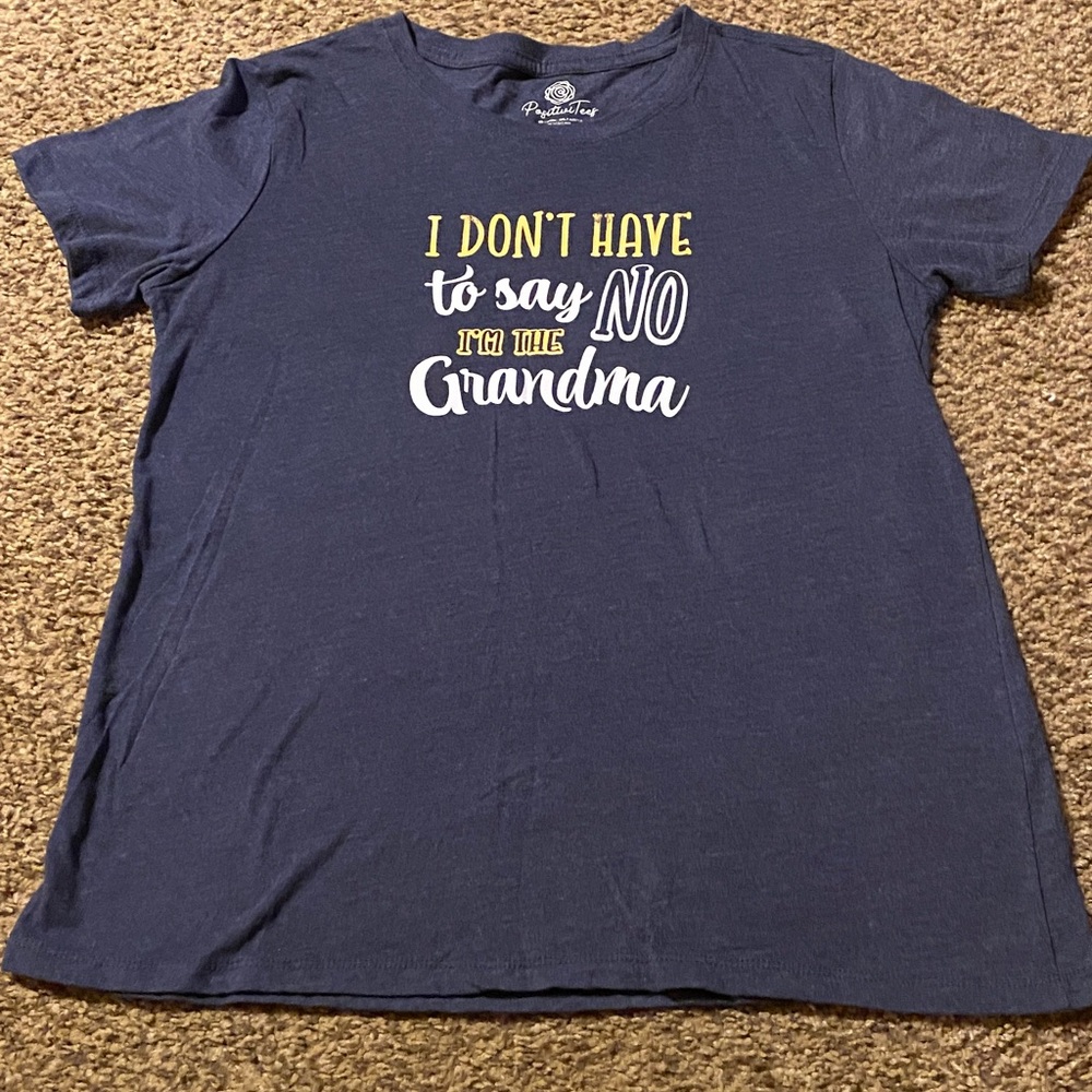 Positive Tees Size L Blue Graphic T-Shirt with Fun Grandma Quote